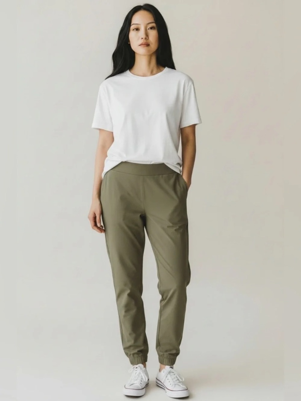 NWT Athleta Brooklyn Jogger Pants Olive Khaki Lightweight Stretch Size 6 Tall